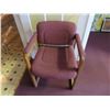 Image 3 : Maroon Cloth Oak Chairs - Pair