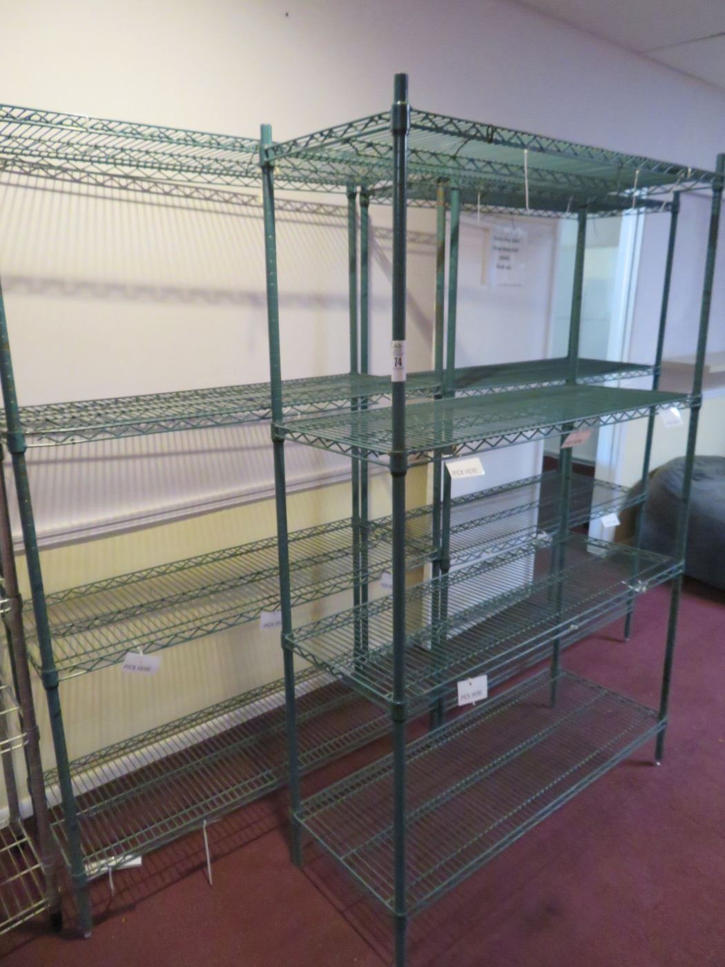 3-Metro Green Coated 4 Shelf Storage Racks - 3 X