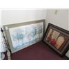 Image 1 : Framed Oil On Canvas Forest Watercolor, Pottery Still Life - 2