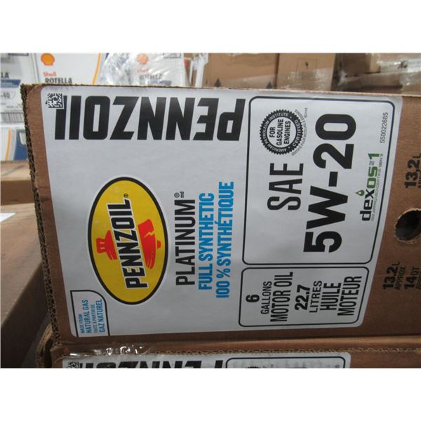 (G6) HUILE MOTEUR SYNTHÉTIQUE 100% 0W-20 “PENNZOIL PLATINUM” 22.7 LITRES