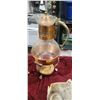 Image 2 : BOX OF DECORATIVE TEA SERVING JUGS AND BRASS HORN