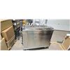 Image 8 : COMMERCIAL THREE BIN FOOD WARMER STATION - STAINLESS STEEL ON CASTERS AND SERVING SHELF