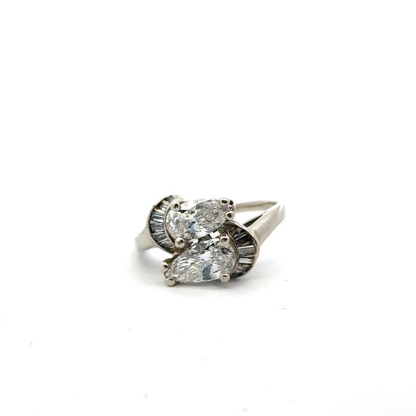 Ladies Diamond Toi Et Moi Ring 1- 0.81 Pear Shape ,1-0.73 Pear Shape , 12 - Baguette Shape Diamonds