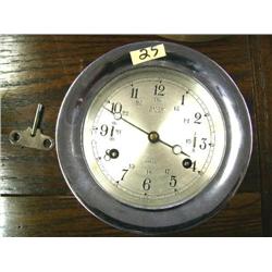 Salem Ship's Bell Clock, 8-day and Jeweled made in Switzerland in Good Working Condition with Key (2