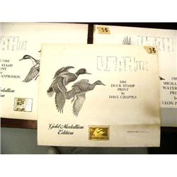 Lot of 3: 1988 Utah Duck Stamp print by Dave Chappele print #571 Gold Medallion edition; 1986 Utah M