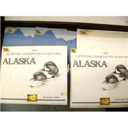 Lot of 5 Alaska Waterfowl Conservation Stamp prints: 1985 stamp print by Daniel Smith Executive Edit