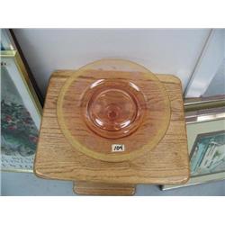 Paint depression glass serving plate with gold trim and etched glass design with stand (25)