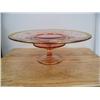 Image 2 : Paint depression glass serving plate with gold trim and etched glass design with stand (25)