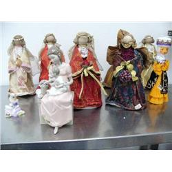 Royal Dalton figure "Mary Had a Little Lamb"; Nadal figure of women and little boy with dove; 8 asso