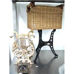 Cast iron incense burner; music stand; iron pot stand; basket (16)