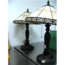 Pair of leaded glass lamps (16)