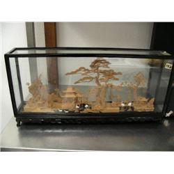 Chinese cork carving- village scene (100)