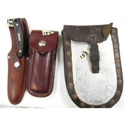 Lot of: Early Portable hand operated chainsaw with handles in carrying case made by Schuchardt et Sc
