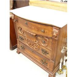 Marble top oak very ornate with ball and claw feet four drawer chest (16)