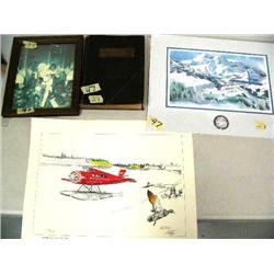 Lot of:  Atlas of the World, Leather Bound, Picture of Jane Fonda? And 2 Airplane Pictures (30)