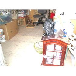 Huge Lot of:  1 Small Wood and Glass Cabinet with Mineral Bath Salts, Foam Bath, Ceramic Containers;