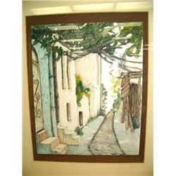 Group of 4 framed originals artists A. Ogey, original water colors (25)