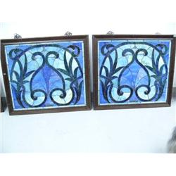 2 blue leaded glass windows (1000)