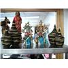 Image 1 : 2 pottery figures, dancers- 9" tall and hand made in Italy; 5 very fine African baskets (25)