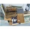 Image 1 : Group of 3 books and assorted photographs- 1 book is Early Poems of Oliver Wendell Holms, leather bo
