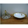 Image 1 : 2 pieces- 1 is Limoges gold handled bowl, other is Limoges small tray (25)