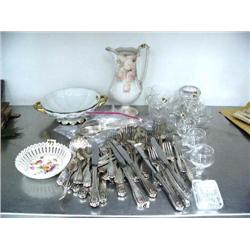 Lot of: Bavarian China hand painted bowl; Haviland serving bowl; RS Prussia-crack in handle, no lid;