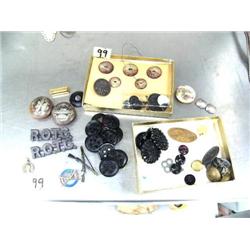 Fantastic collection of antique buttons including 2 bone buttons with silver inlay 1876 Philadelphia