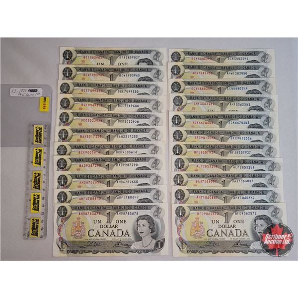 Canada $1 Bills 1973 (23) : Crow/Bouey ~ Variety Serial #'s (See Pics for Varieties, Conditions, Ser