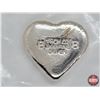 Image 4 : 1 Troy Ounce .999 Fine Silver Bar "Heart"  (SEE PICS!)
