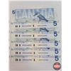 Image 3 : Canada $5 Bills 1986 (10 Consecutive) : Bonin/Thiessen #GOR2960980-0989 (See Pics for Varieties, Con