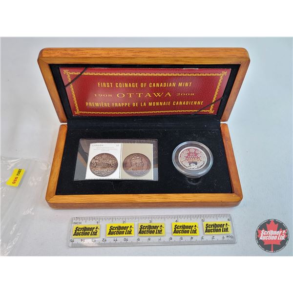 RCM Coin & Stamp Set : First Coinage of Canadian Mint 1908 - 2008 OTTAWA (COA) (SEE PICS!)