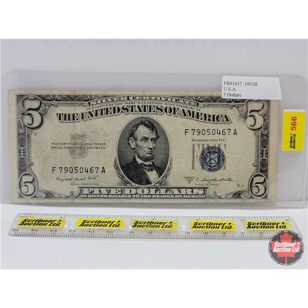 United States $5 Bill 1953B Blue Seal : #F79050467A (See Pics for Varieties, Conditions, Serial Numb