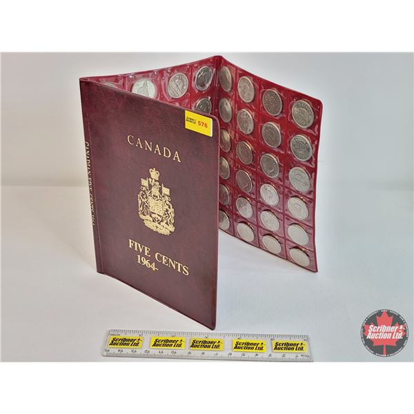 Canada Five Cent Collection in Portfolio (48 Coins) 1964 - 2010 (SEE PICS for Dates / Varieties)
