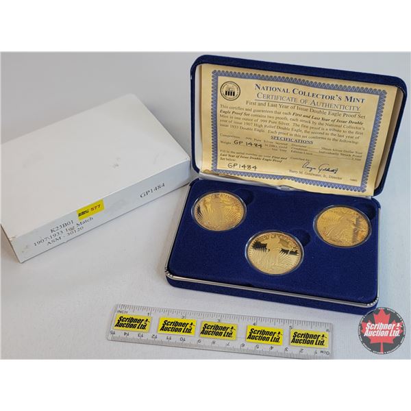 National Collectors Mint 3 Coin Set : First and Last Year of Issue Double Eagle Proof Set (.999 Pure