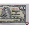 Image 3 : Bank of Canada $20 Bill 1937 : Coyne/Towers #LE1238623 (See Pics for Varieties, Conditions, Serial N