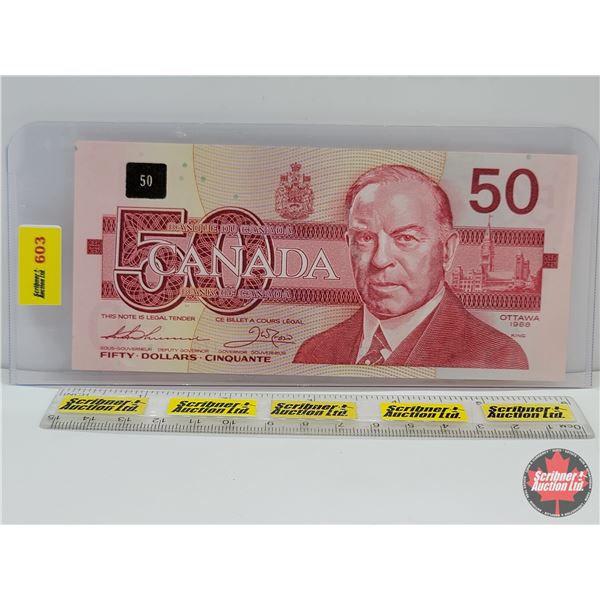 Canada $50 Bill 1988 : Thiessen/Crow #FHL4217170 (See Pics for Varieties, Conditions, Serial Numbers