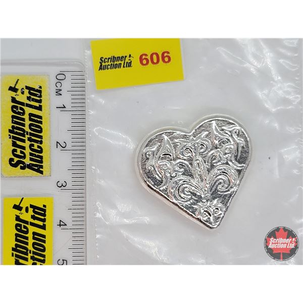1 Troy Ounce .999 Fine Silver Bar "Heart"  (SEE PICS!)