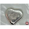 Image 4 : 1 Troy Ounce .999 Fine Silver Bar "Heart"  (SEE PICS!)