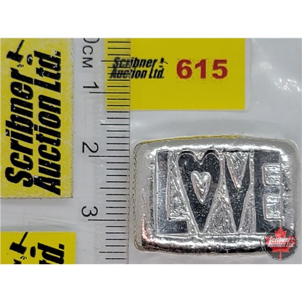 Beaver Bullion 1 Troy Ounce .999 Fine Silver Bar "LOVE" (SEE PICS!)