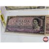 Image 8 : Canada Bills 1954 (6 Bills) : - $10 Bill : Beattie/Coyne #BT6403808 - $20 Bill : Beattie/Rasminsky #