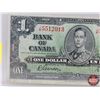 Image 2 : Bank of Canada $1 Bill 1937 : Gordon/Towers #JM5512013 (See Pics for Varieties, Conditions, Serial N