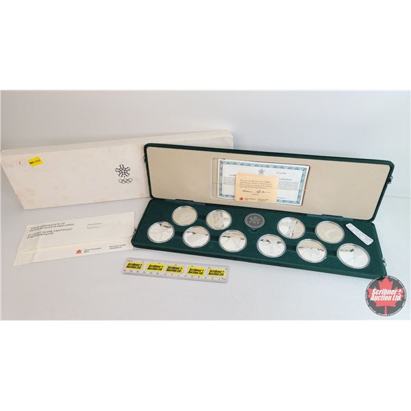 RCM Sterling Silver 1988 Canadian Olympic Coins : 10 Coin Set in Presentation Case w/COA #214588 ($2