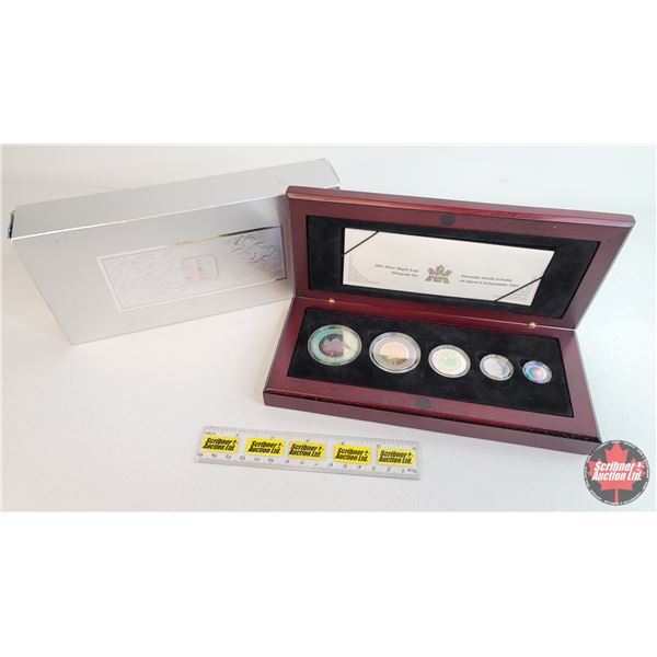 RCM 2003 Silver Maple Leaf Hologram Set (5 Coin Set / Each Coin 99.99% Fine Silver) 1 Ounce; 1/2 Oun