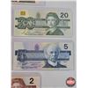 Image 4 : Canada Bills "Bird Series" (6 Bills) : - 1986 $2 Bonin/Thiessen #EGU3594811 - 1986 $5 Knight/Thiesse