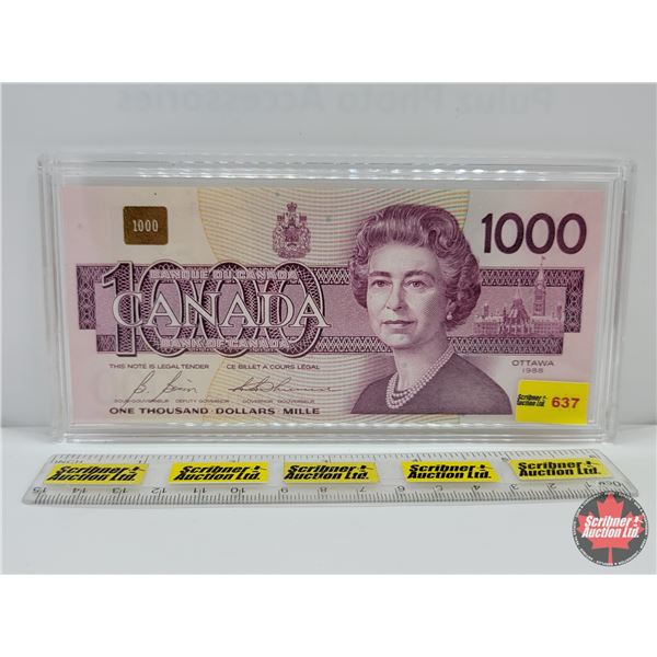 Canada $1000 Bill "Bird Series" 1988 : Bonin/Thiessen #EKA1988309 (See Pics for Varieties, Condition