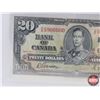 Image 2 : Bank of Canada $20 Bill 1937 : Gordon/Towers #DE5906000 (BCS Cert : Fine 18) (See Pics for Varieties
