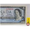 Image 3 : Canada $5 Bill 1954 : Bouey/Rasminsky #UX6788636 (See Pics for Varieties, Conditions, Serial Numbers