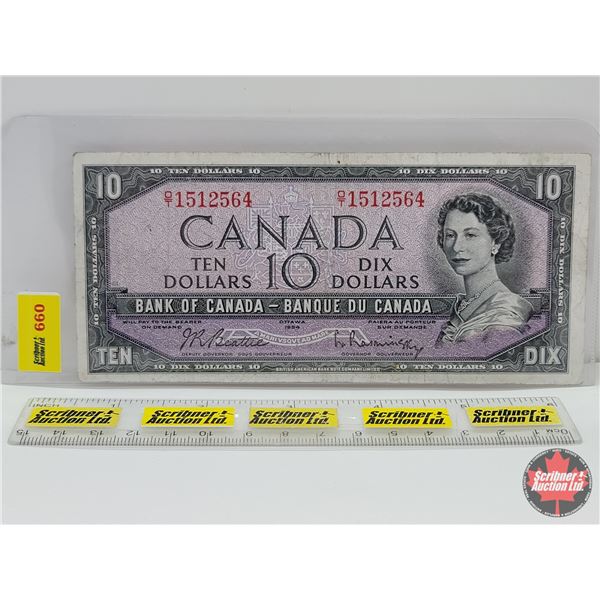 Canada $10 Bill 1954 : Beattie/Rasminsky #OT1512564 (See Pics for Varieties, Conditions, Serial Numb