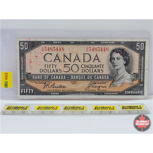 Canada $50 Bill 1954 : Beattie/Coyne #AH5485448 (See Pics for Varieties, Conditions, Serial Numbers 