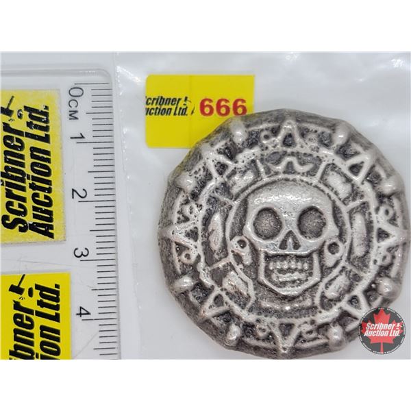 Beaver Bullion 3 Troy Ounce .999 Fine Silver Bar "Skull" (SEE PICS!)